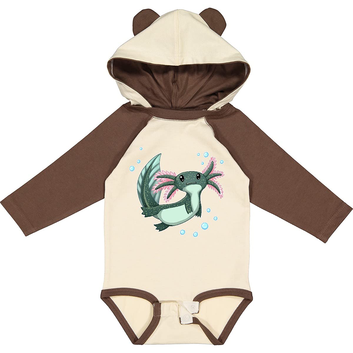 Cute Axolotl Swimming with Bubbles Baby Bodysuit - Adorable Long Sleeve Creeper for Boys & Girls | Perfect for Playtime, Nursery & Photo Shoots