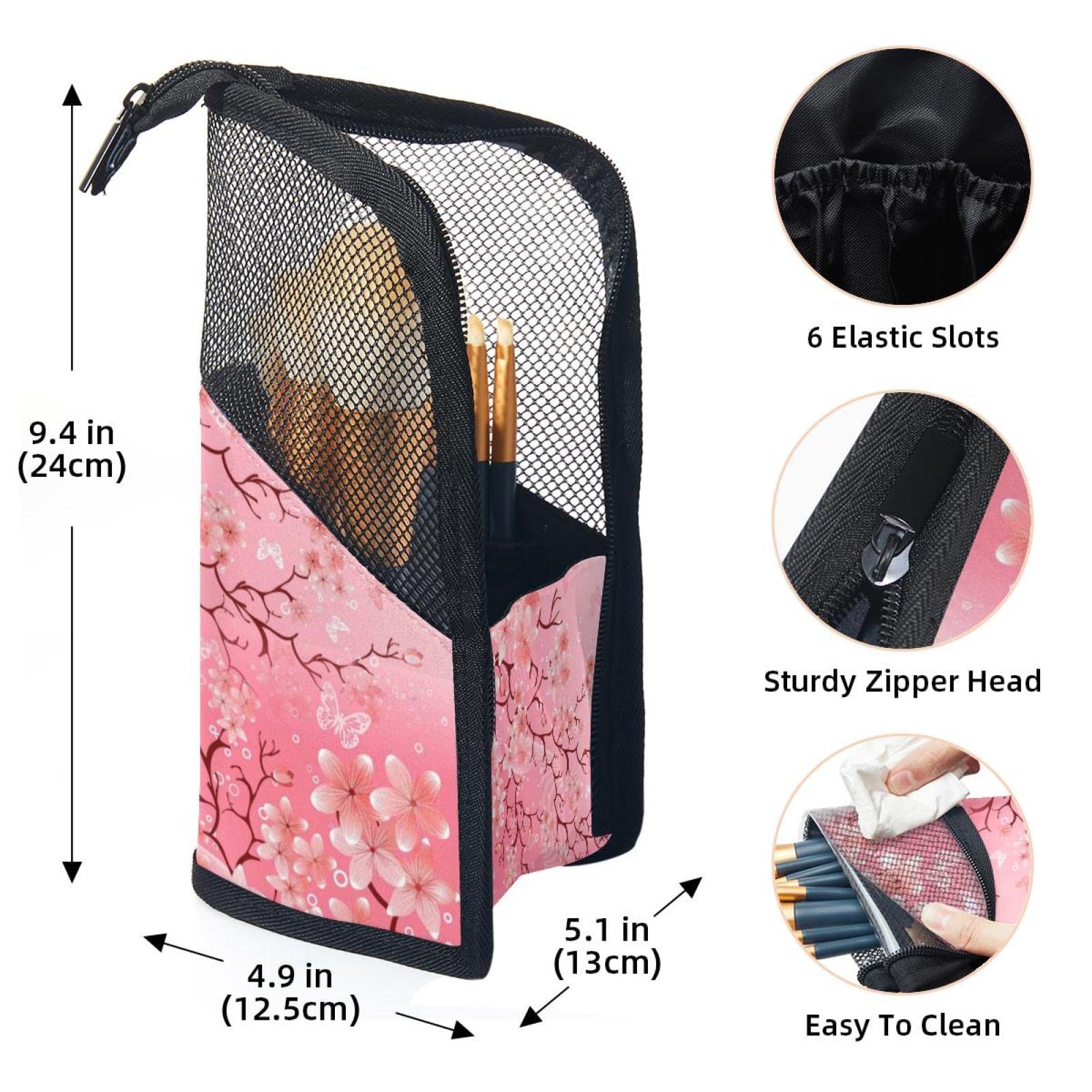12-Piece Makeup Brush Organizer Bag with Portable Holder Case - Pink Blossom Design for Travel & Home Storage | Perfect for Makeup Artists & Beauty Enthusiasts