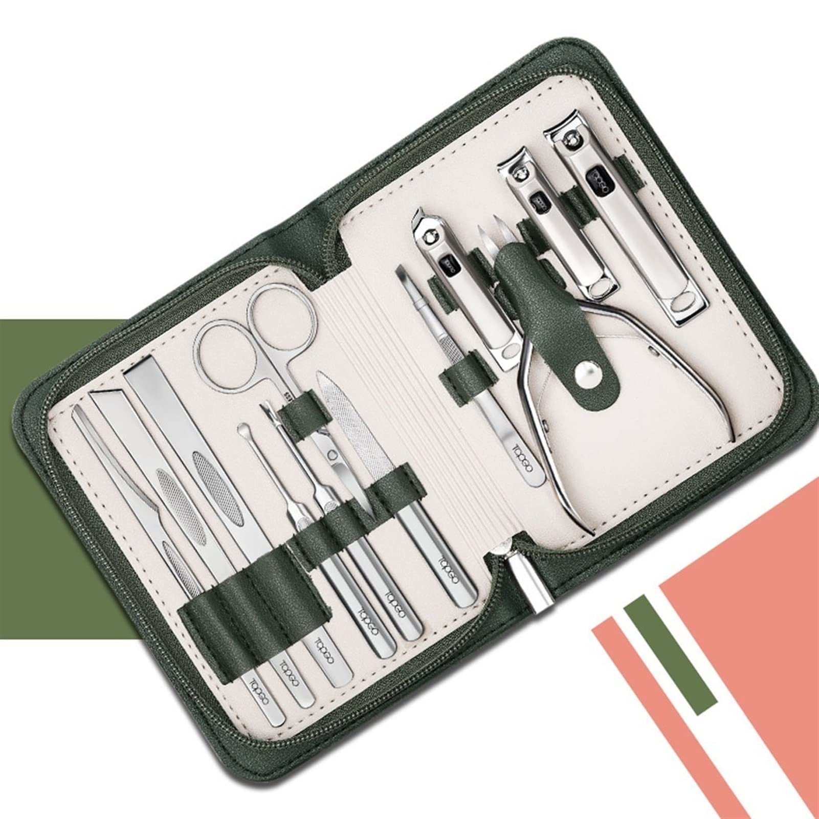 12-Piece Professional Nail Care Kit - Manicure & Pedicure Set with Nail Clippers for Home, Salon & Travel | Personal Grooming & Beauty Essentials (Color A)