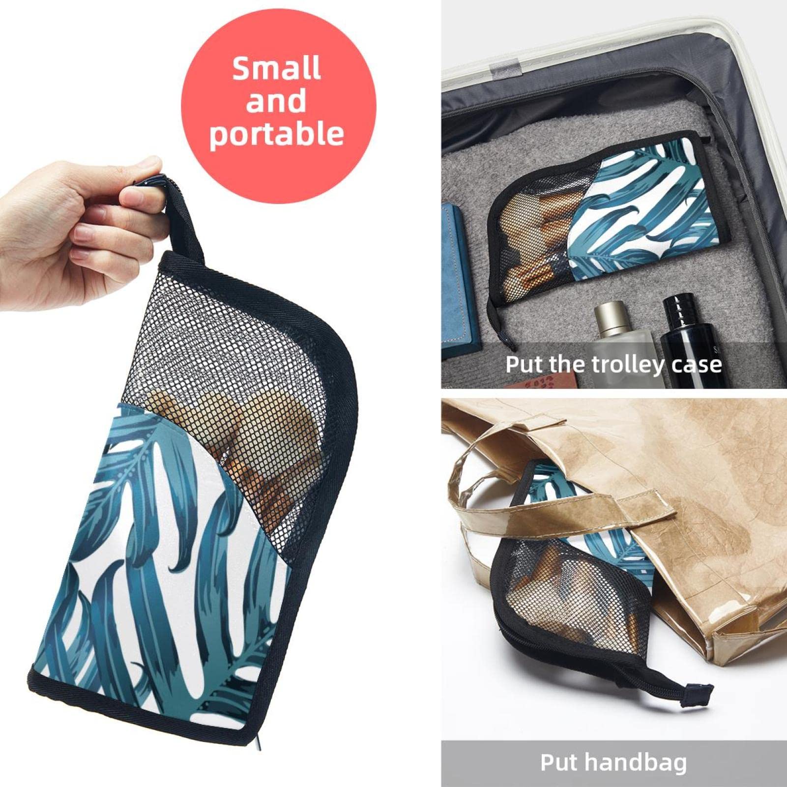 Portable Makeup Brush Organizer Bag with 12 Slots - Tropical Palm Leaves Design, Travel-Friendly Cosmetic Brush Holder Case - Perfect for Home Vanity, Travel & Professional Makeup Artists