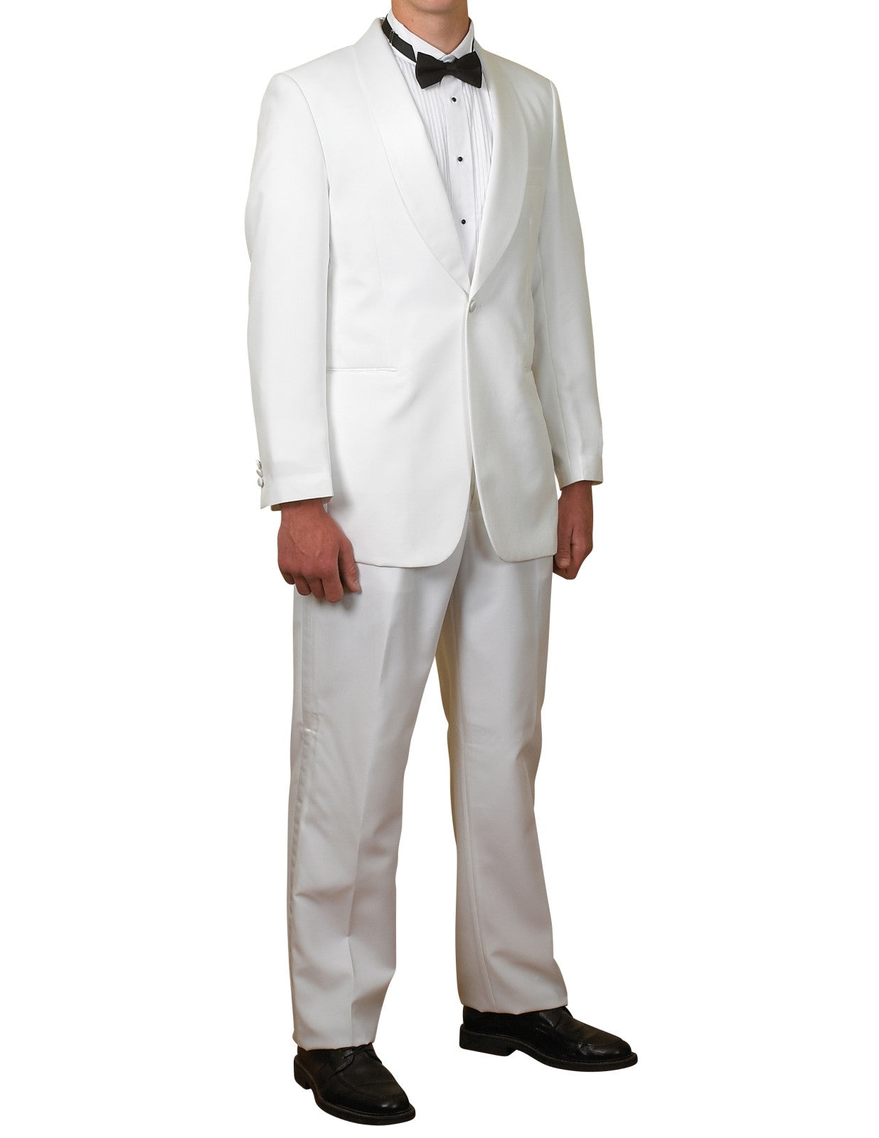 Men's Classic White Shawl Collar One-Button Tuxedo Suit - Formal Wedding, Prom & Black Tie Event Attire