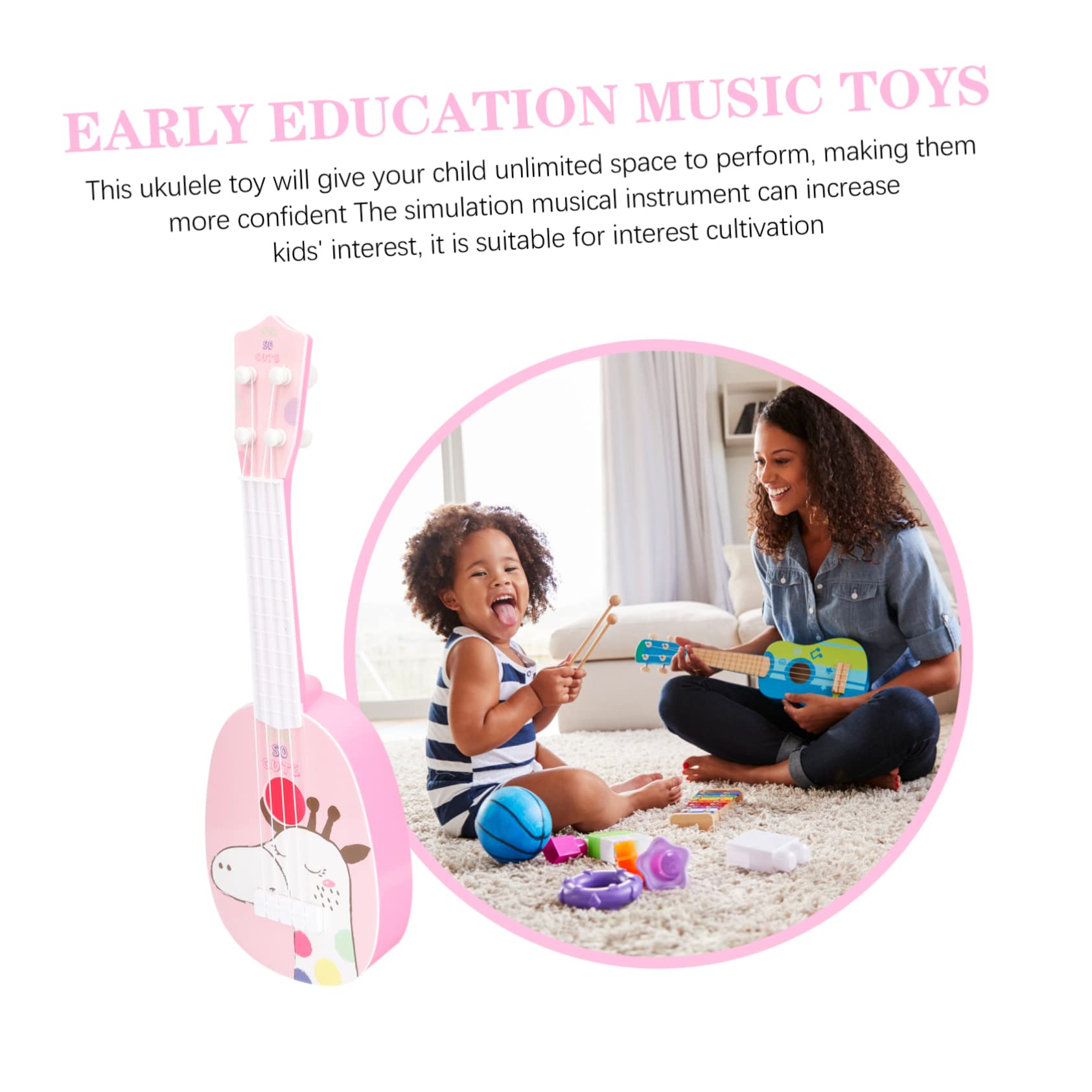 iBasenice 2-Piece Kids Toy Ukulele Set - Colorful ABS Plastic Mini Guitar Musical Instrument for Children | Perfect for Birthday Gifts, Music Learning & Pretend Play