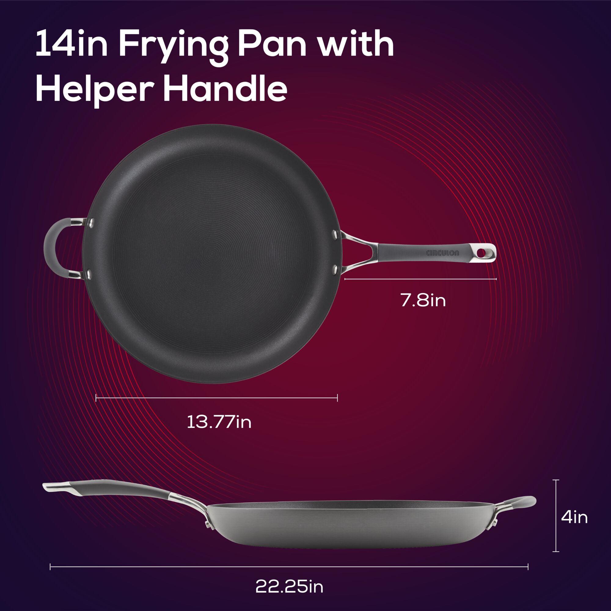 14 Inch Hard Anodized Nonstick Frying Pan - Professional Grade Aluminum Cookware for Perfect Sautéing & Frying - Ideal for Home Kitchen, Restaurant & Outdoor Cooking