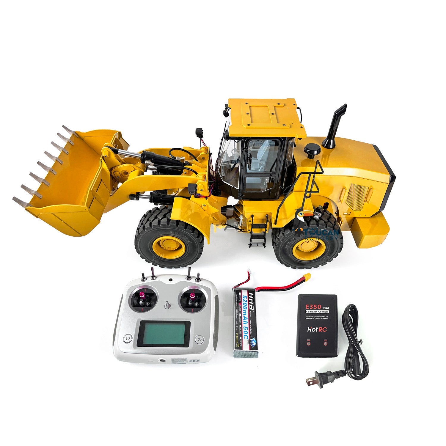 1/12 Scale DIM C95 Radio Controlled Hydraulic Loader Toy - Metal Construction, Light & Sound Effects, Servo Motor, Pre-Assembled & Painted - Perfect for RC Hobbyists, Construction Model Collectors and Indoor Display