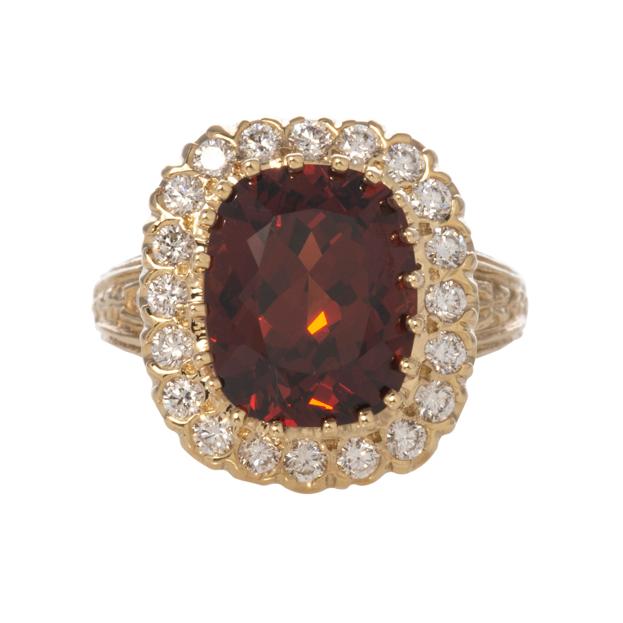 14K Yellow Gold Garnet & Diamond Cluster Ring for Women - Elegant Jewelry Gift for Anniversary, Engagement & Special Occasions