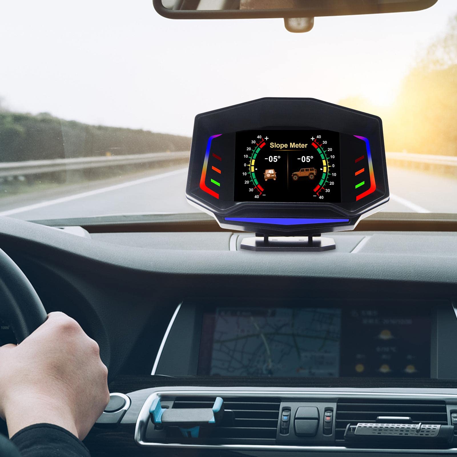 3 Car Head Up Display (HUD) - Large LCD Screen with Speed Alarm & Trip Meter | Universal Vehicle HUD Projector for Safe Driving | Perfect for Night Driving, Long Road Trips & Speed Monitoring