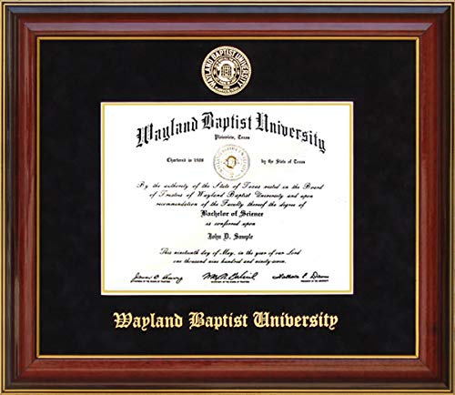 Wayland Baptist University (WBU) Diploma Frame with Embossed School Seal - Premium Display for Graduation Diplomas & Certificates - Perfect for Home, Office, or Gift Giving