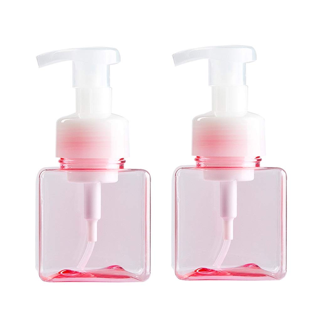 2 Pack Foaming Soap Dispenser Bottles - 8.5oz Refillable Square Pump Dispenser for Hand Soap & Lotion | Home, Kitchen, Bathroom & Travel Use | BPA-Free Plastic Soap Dispenser for Sink Countertop