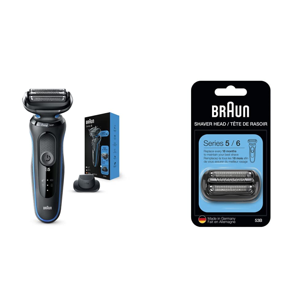Braun Series 5 5018s Men's Electric Razor - Rechargeable Wet/Dry Foil Shaver with Precision Beard Trimmer & EasyClean System | Includes Replacement Head | Perfect for Travel, Daily Shaving & Grooming at Home or Gym