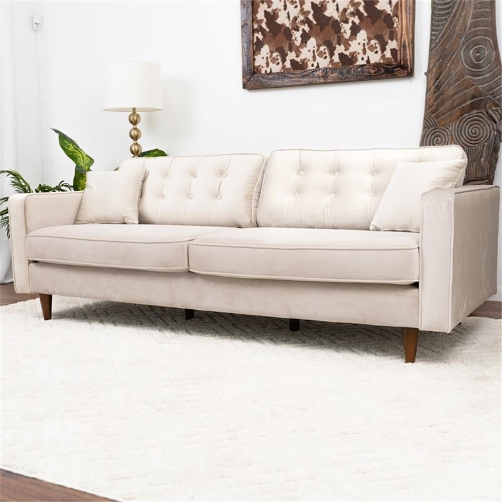 ASHCROFT Ophelia Mid Century Modern Velvet Sofa - Stylish Living Room Couch for Small Spaces, Apartments & Cozy Home Decor | Perfect for Lounge, TV Room & Contemporary Interiors