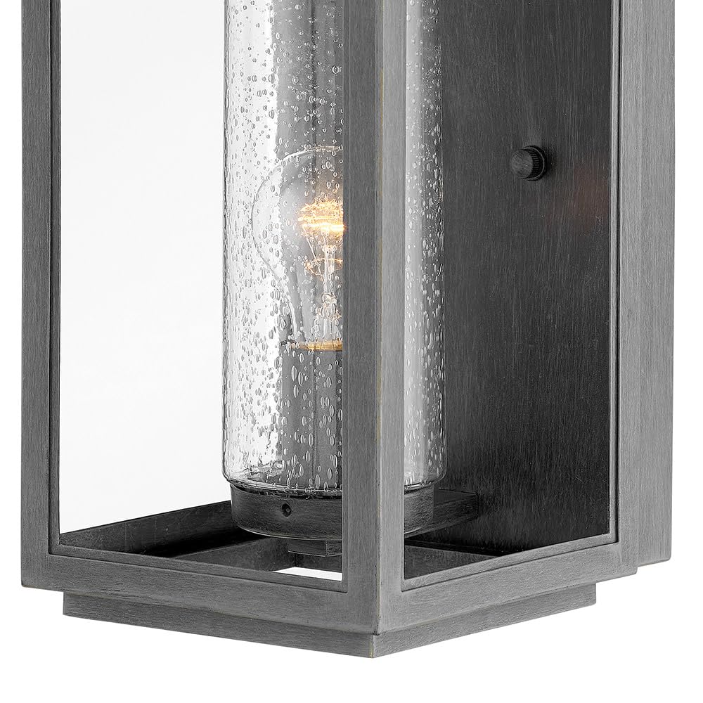 Hinkley Atwater Single Light Medium Wall Mount Outdoor Lantern - Composite Material, Clear Seedy Glass, Anti-Fading - Ash Bronze Finish with Brass Accents | Weatherproof Exterior Lighting for Porch, Patio, Garden & Entryway