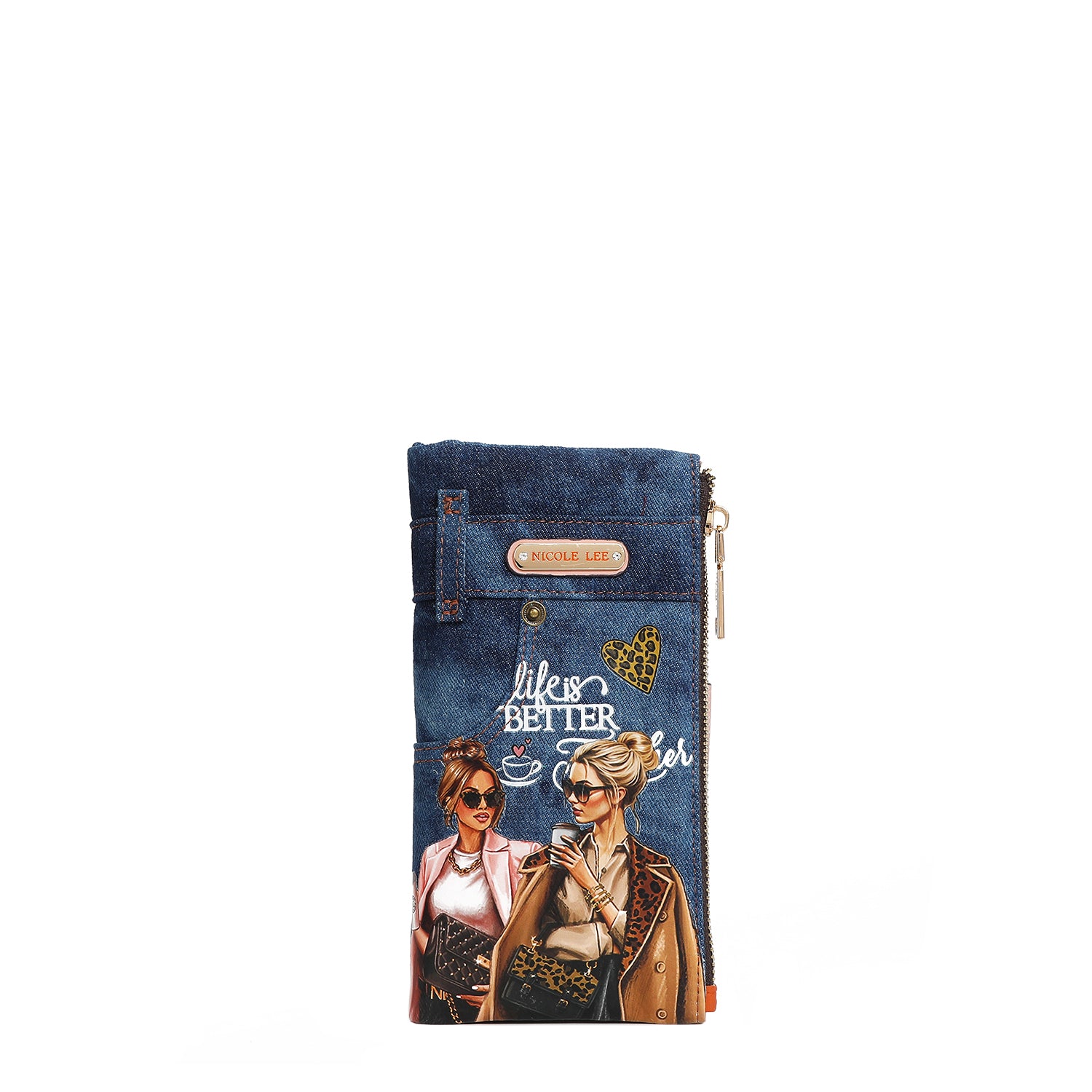 DENIM AMANDA 2-Piece Bifold Wallet for Women - Genuine Leather Credit Card Holder with RFID Protection - Perfect for Everyday Use, Travel & Gift Giving