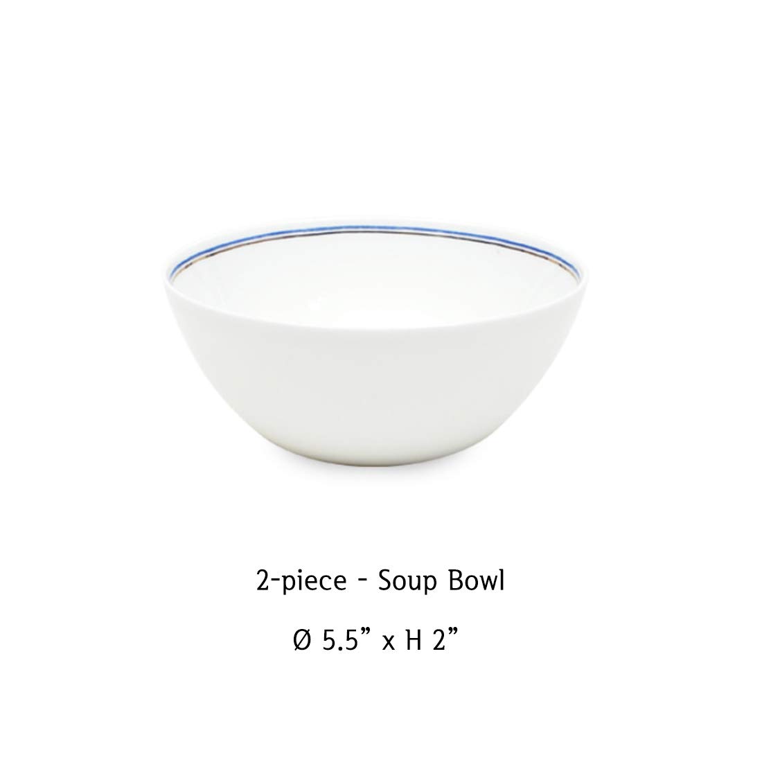 Premium Hankook Korean Fine Bone China Dinnerware Set - 6-Piece Moire Blue Gift Set with Bowls (Service for 2) | Elegant Tableware for Weddings, Anniversaries & Special Occasions