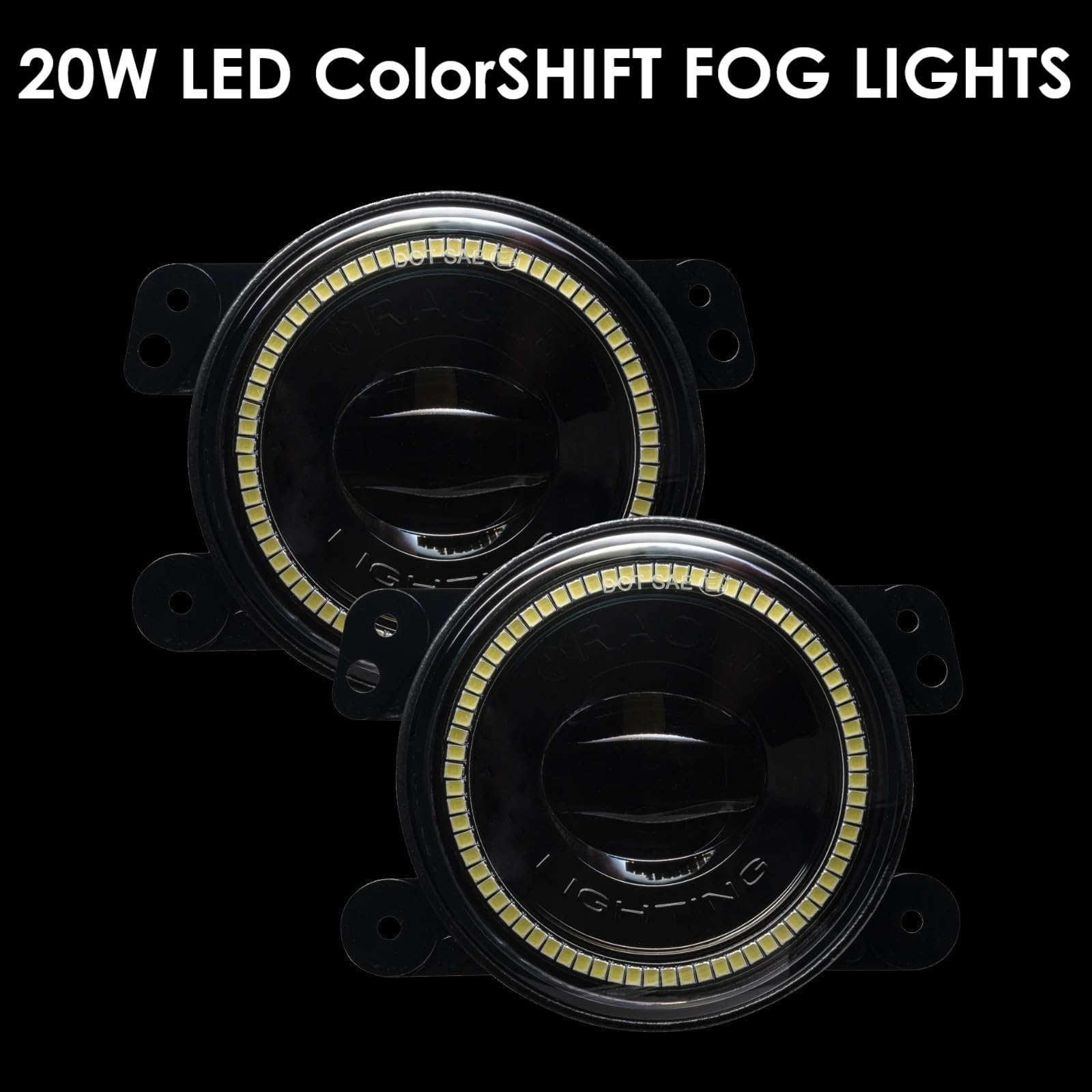 ORACLE Lighting 5846-332 Pair of 20W Dynamic ColorSHIFT LED Fog Lights for 2007-2018 Jeep Wrangler JK - High Performance Waterproof Epoxy Sealed - Perfect for Off-Roading & Night Driving