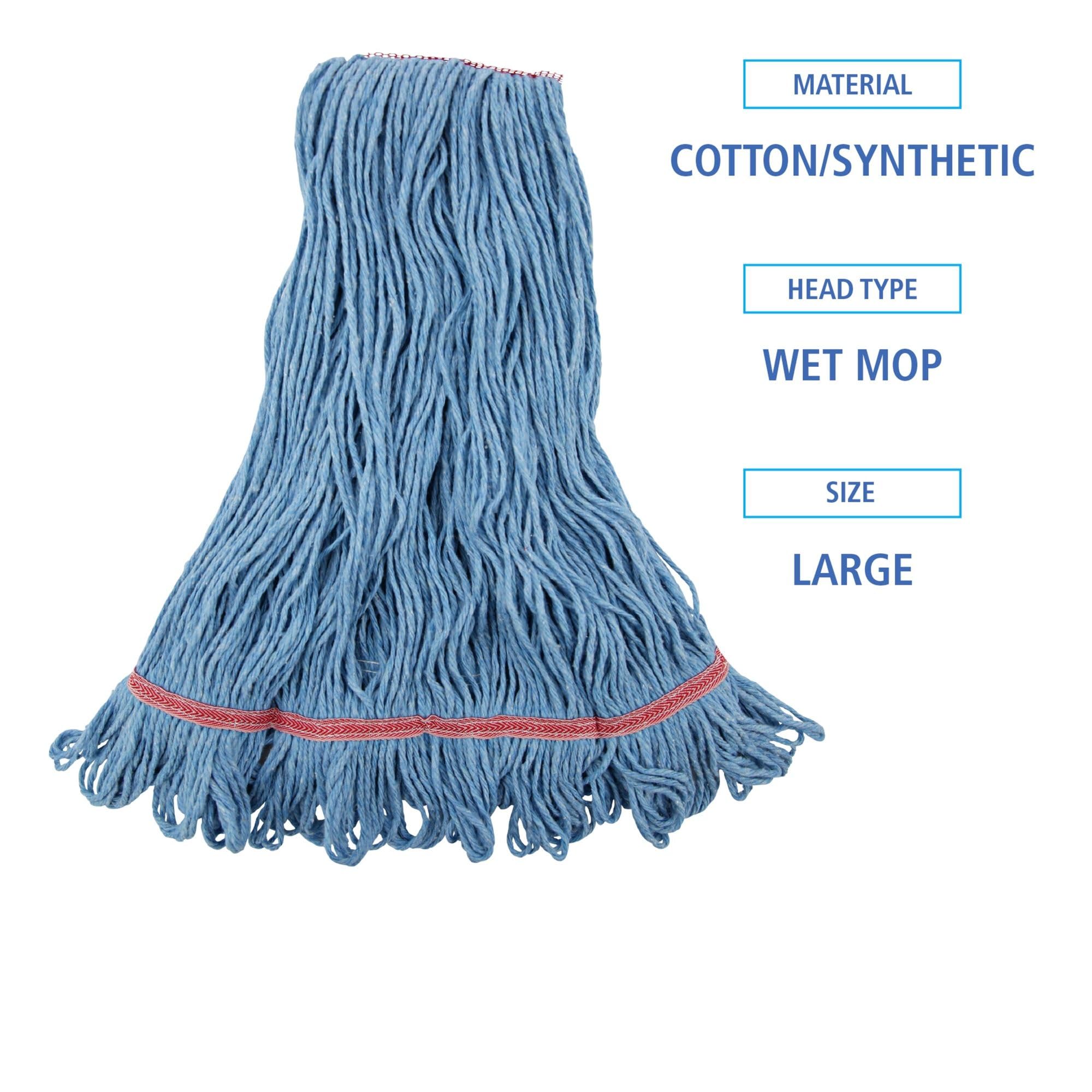 Boardwalk BWK503BLNB 1 Inch Super Loop Cotton/Synthetic Fiber Wet Mop Head - Large, Blue (12/Carton) - Heavy Duty Commercial Cleaning for Floors, Kitchens & Hospitals