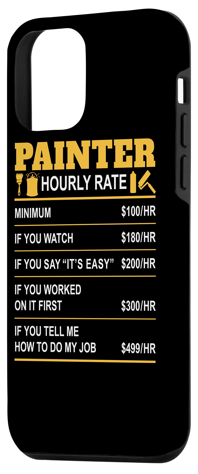 iPhone 12 Mini Case - Funny Painter Hourly Rate Design - Protective Cover for iPhone 12 Mini - Perfect for Artists, Painters & Creative Professionals