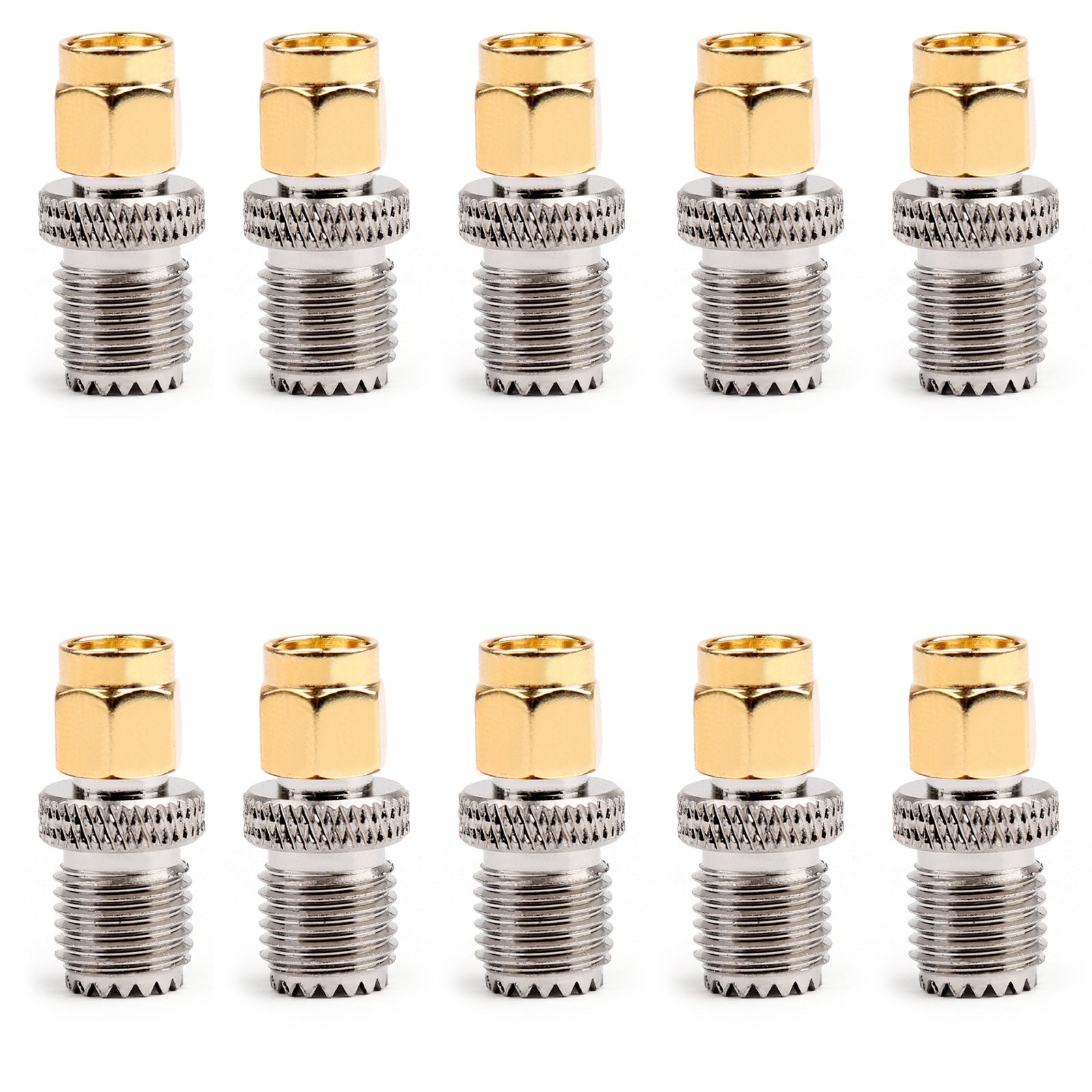 10Pcs SMA Male to Mini UHF Female Straight RF Coaxial Adapter Connector - 50 Ohm for Ham Radio, Antenna, CCTV, and Wireless Communication Equipment
