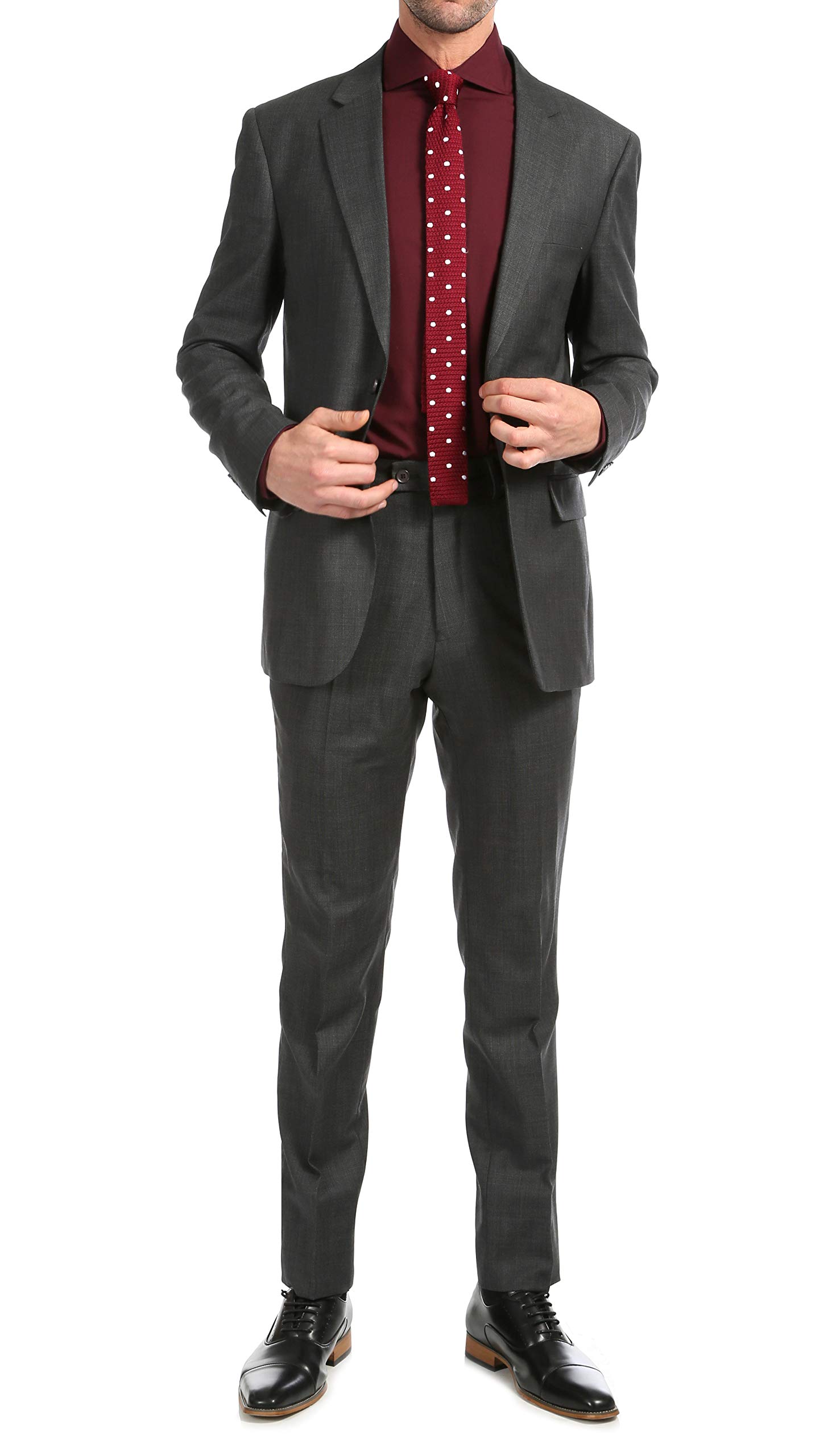 Men's Slim Fit Notch Lapel 2-Piece Suit with Flat-Front Dress Pants | Formal Business Attire for Weddings, Interviews & Office Wear