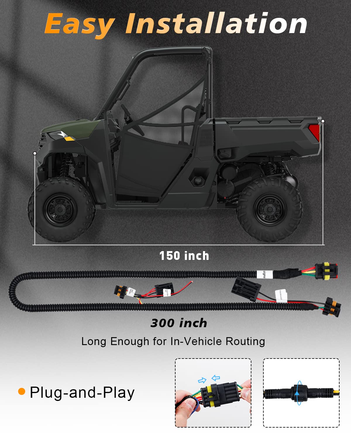Universal UTV ATV Turn Signal Kit - Plug & Play Street Legal Kit with LED Blinkers, Horn, Hazard Lights & Column Switch | Compatible with Polaris Ranger RZR XP Turbo | Perfect for Off-Road Safety & Street Legal Conversion
