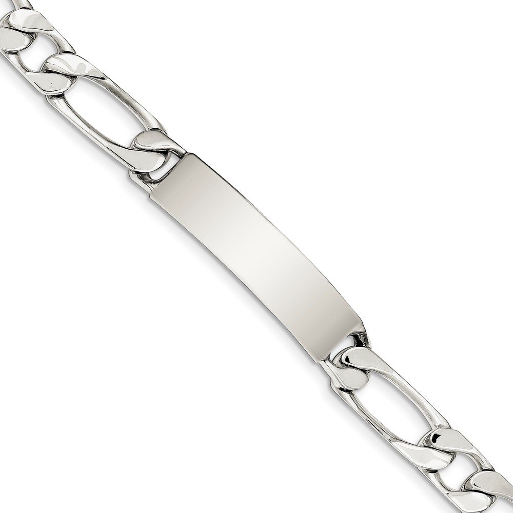 925 Sterling Silver 9mm Polished Engraveable Figaro Link Chain Necklace, Bracelet or Anklet - Perfect for Gifts, Layering & Everyday Wear