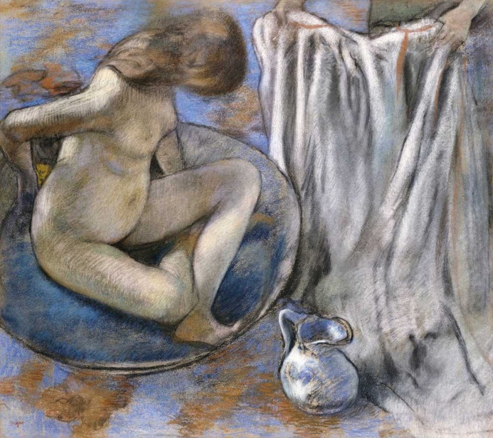 Rolled Canvas Fine Art Print - Woman In The Tub Figurative Painting 28x32 Inch - Perfect for Home Decor, Living Room Wall Art & Gift for Art Lovers
