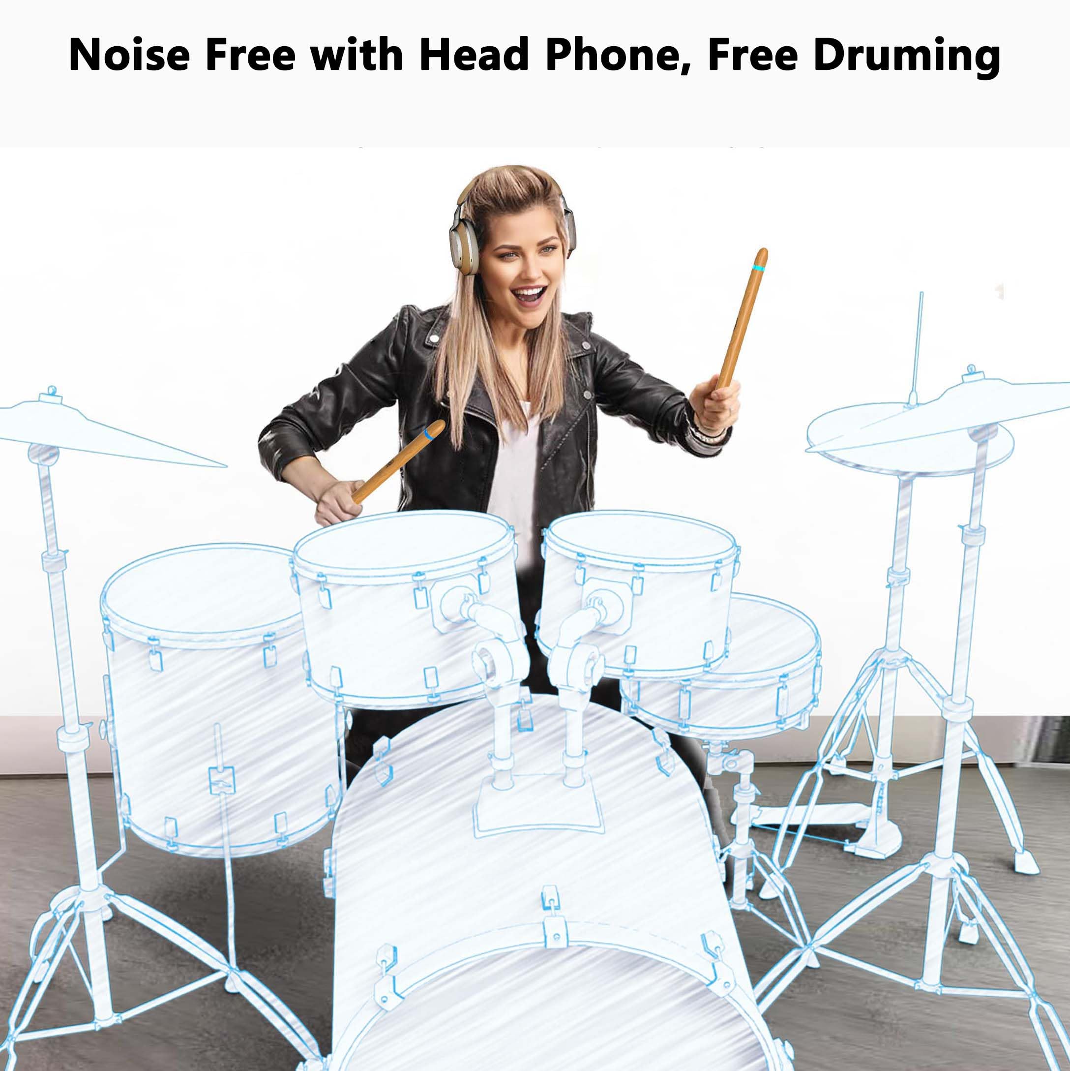 3rd Gen. Virtual Air Drum Set with Electric Drumsticks, Bluetooth & 8 Sounds - Electronic Drum Kit with Pedals for Adults & Kids | Perfect for Home Practice, Live Performances & Musical Gifts