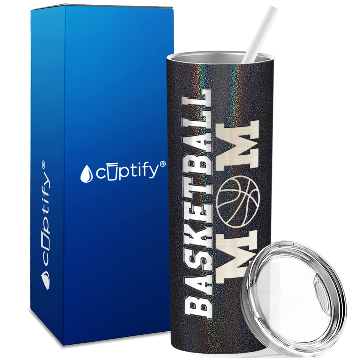 Basketball Mom Tumbler 20oz - Laser Engraved Stainless Steel Cup with Straw - Perfect for Games & Gifts
