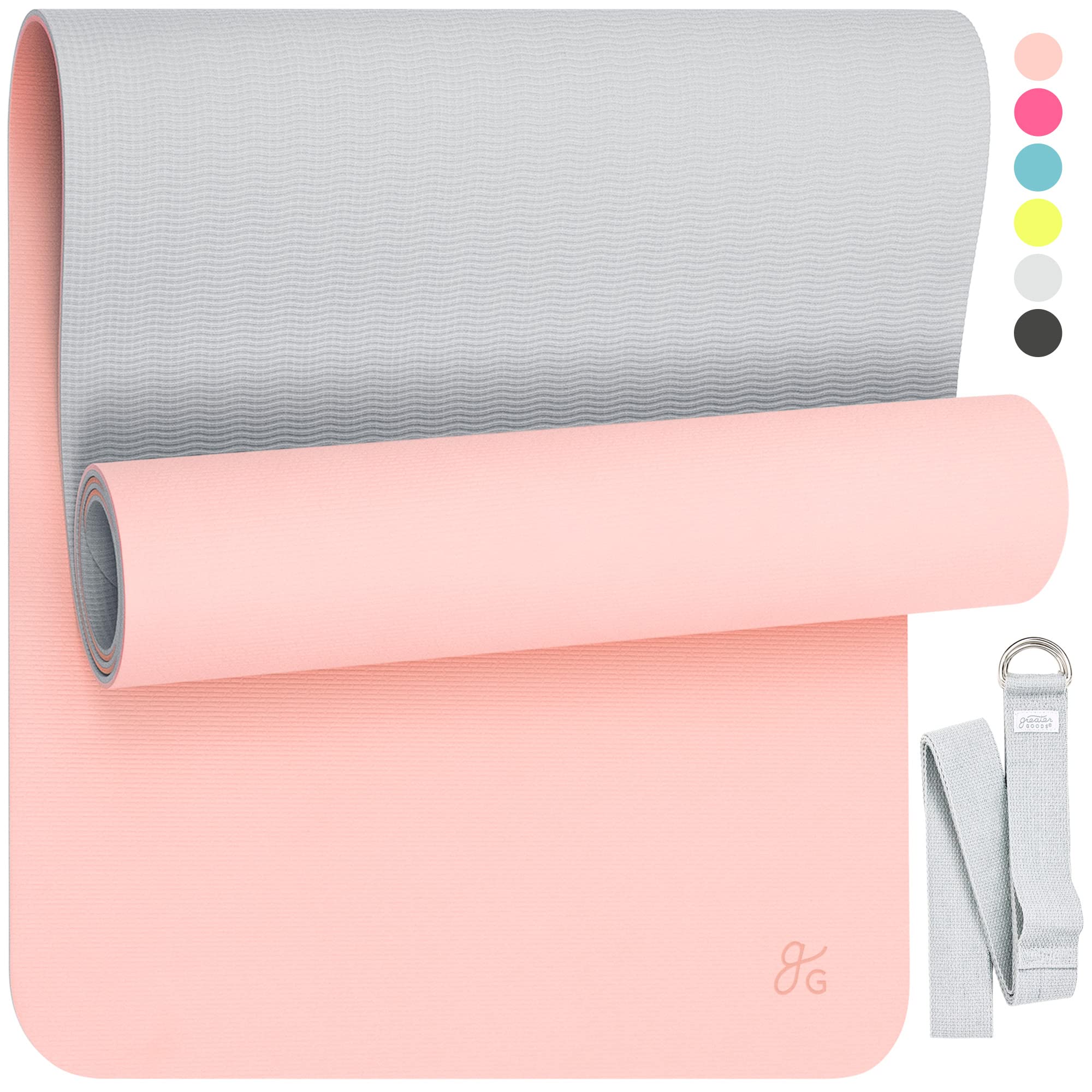 Greater Goods Professional Yoga Mat for Fitness, Balance & Stability - Non-Slip Exercise Mat with Carrying Strap - Perfect for Home Workouts, Yoga Studios & Gym Sessions