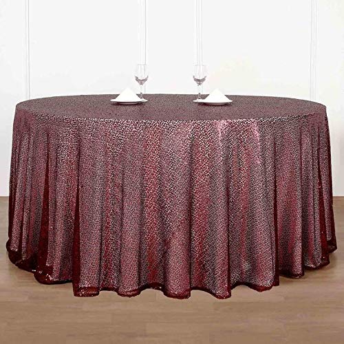 132 Inch Sequin Round Tablecloth - Premium Quality Burgundy Payette Fabric for Wedding, Birthday, Christmas Party & Hall Decorations | Perfect for Banquet, Reception, and Special Event Decor