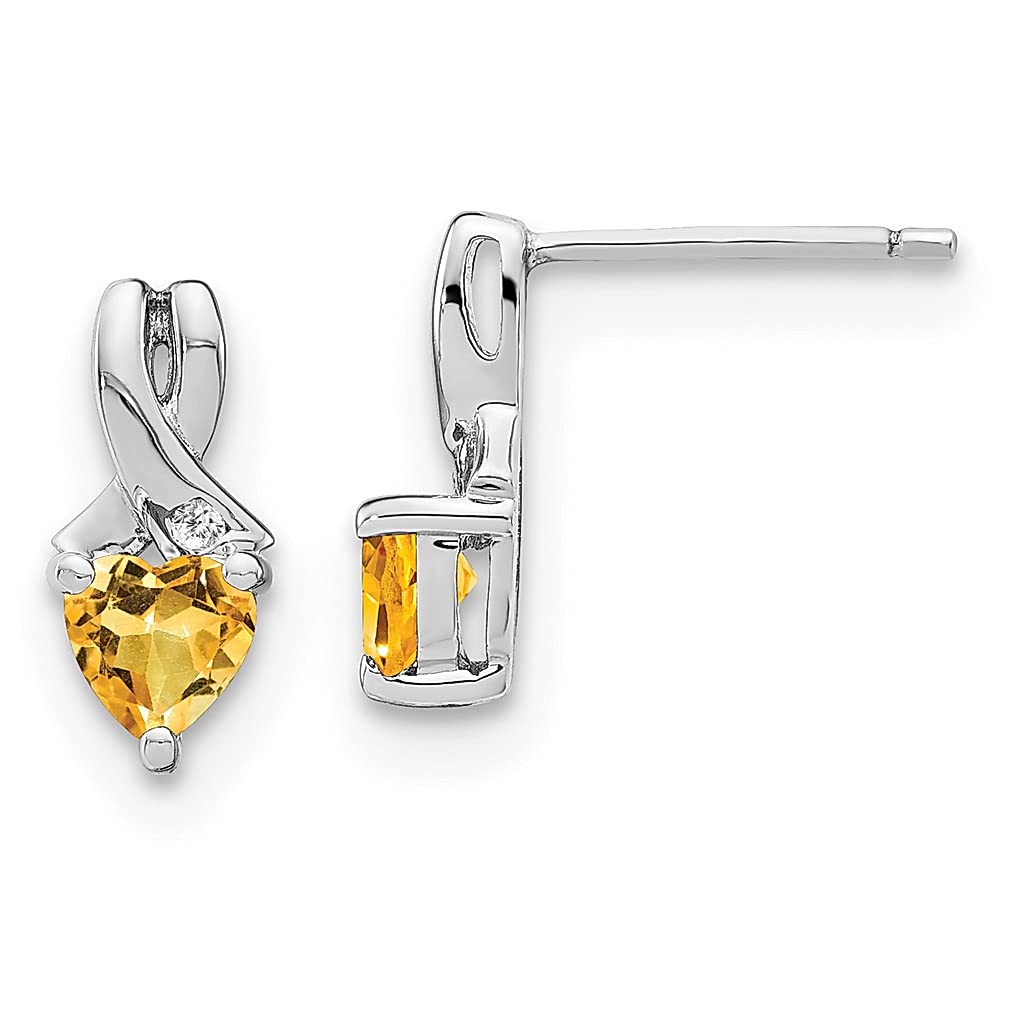 925 Sterling Silver Yellow Citrine Diamond Post Stud Earrings - November Birthstone Jewelry for Women | Elegant Drop Dangle Earrings for Gifts, Parties & Special Occasions