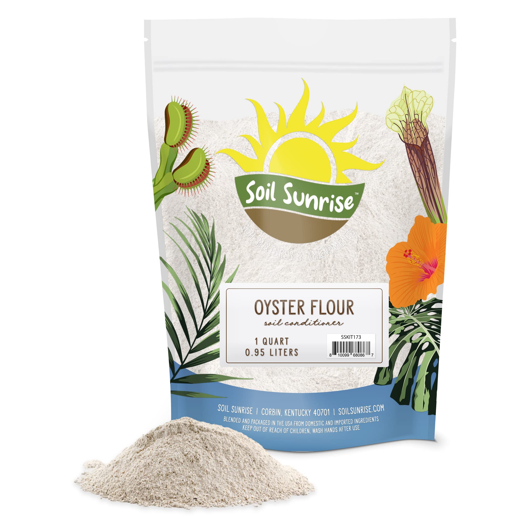 Premium Oyster Shell Flour Soil Conditioner (1 Quart) - Organic Gardening Soil Amendment for Plants | Improves Soil Structure & Nutrient Absorption for Vegetables, Flowers & Lawns