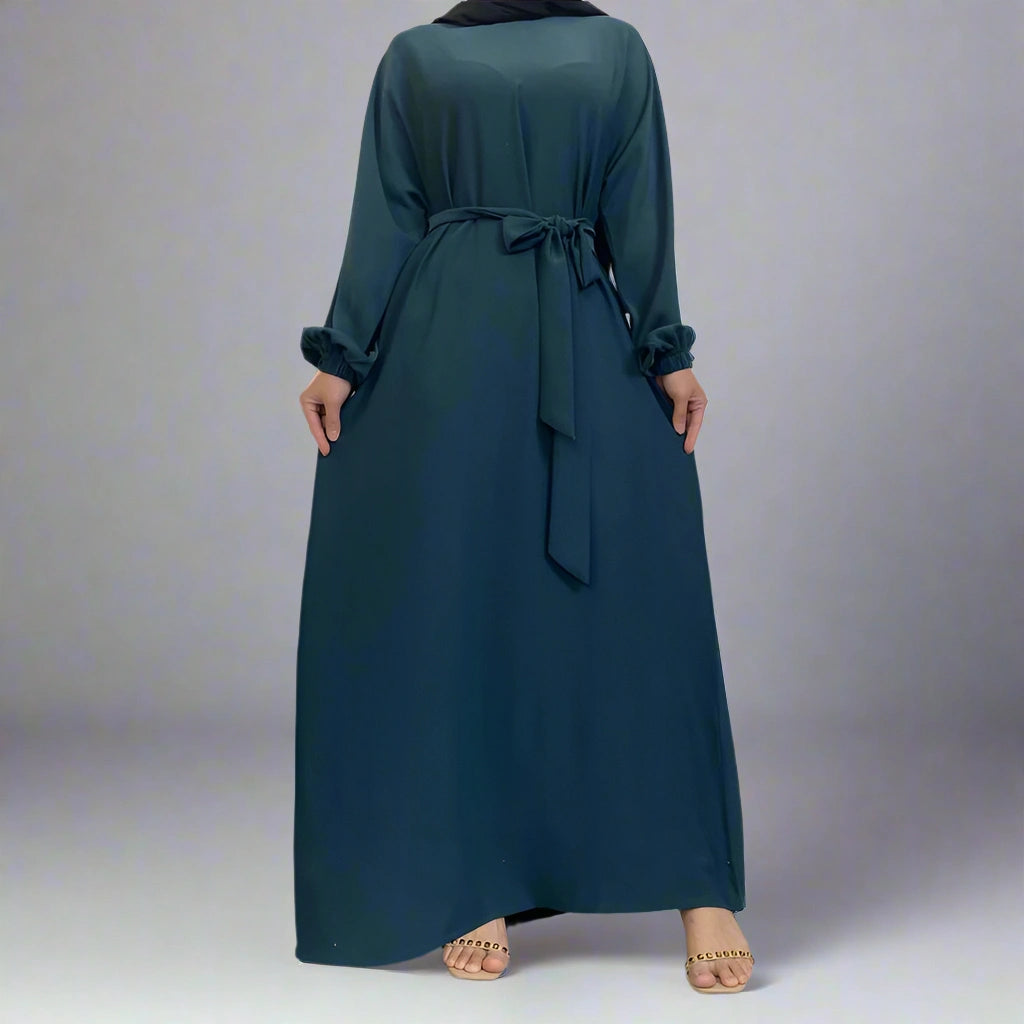 14 Color Options Elasticized Cuff Nida Abaya Dress With Pocket - Modest Muslim Dress for Prayer, Eid & Special Occasions