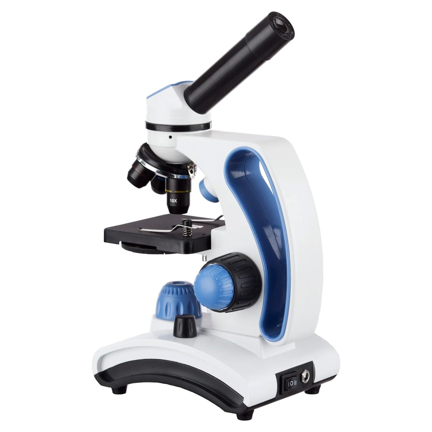 AmScope M162C-2L-PB10-WM 40X-1000X Dual LED Illumination Student Microscope Kit with Slides & Guide Book - Perfect for Kids Science Experiments, Biology Lab & Homeschool Learning - All Metal Construction in Blue