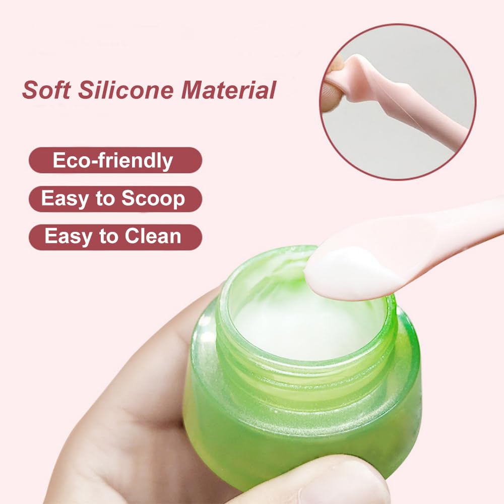 2Pcs Silicone Eye Cream Scoops - Ceramic Jade Eye Massage Tool for Wrinkle Reduction & Dark Circles | Promotes Cream Absorption & Relieves Eye Fatigue | Perfect for Night Routine & Travel Skincare