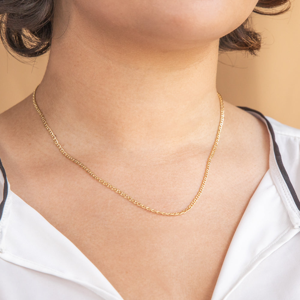 9ct Elegant Yellow Gold Silver Filled Anchor Chain Necklace for Women - Perfect for Layering, Everyday Wear & Gift Giving
