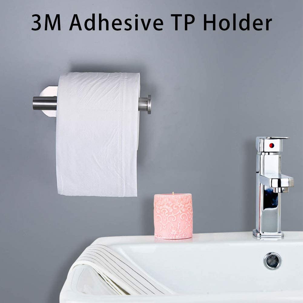 No Drill 3M Adhesive Toilet Paper Holder - SUS304 Stainless Steel Brushed Nickel Bathroom Tissue Roll Mount for Home, RV, Apartment & Dorm - Easy Installation Wall Mount Paper Towel Holder (DG-TPA22)