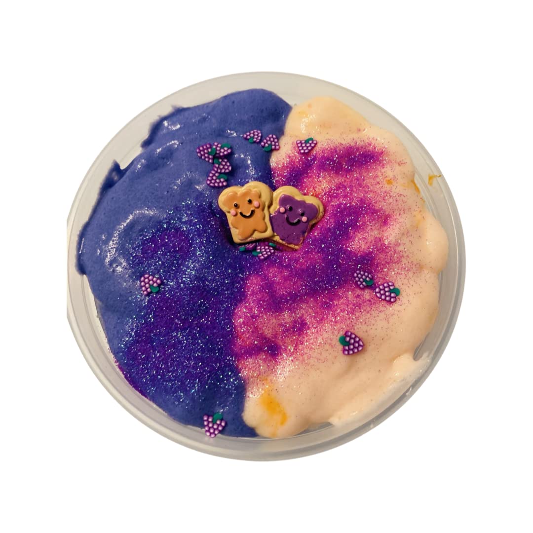 Premium PBJ FLUFF Cloud Slime - Ultra Soft Peanut Butter & Grape Jelly Scented Sensory Toy for Stress Relief, ASMR, and Fun DIY Activities - Perfect for Kids Play, Relaxation, and Creative Sensory Playtime