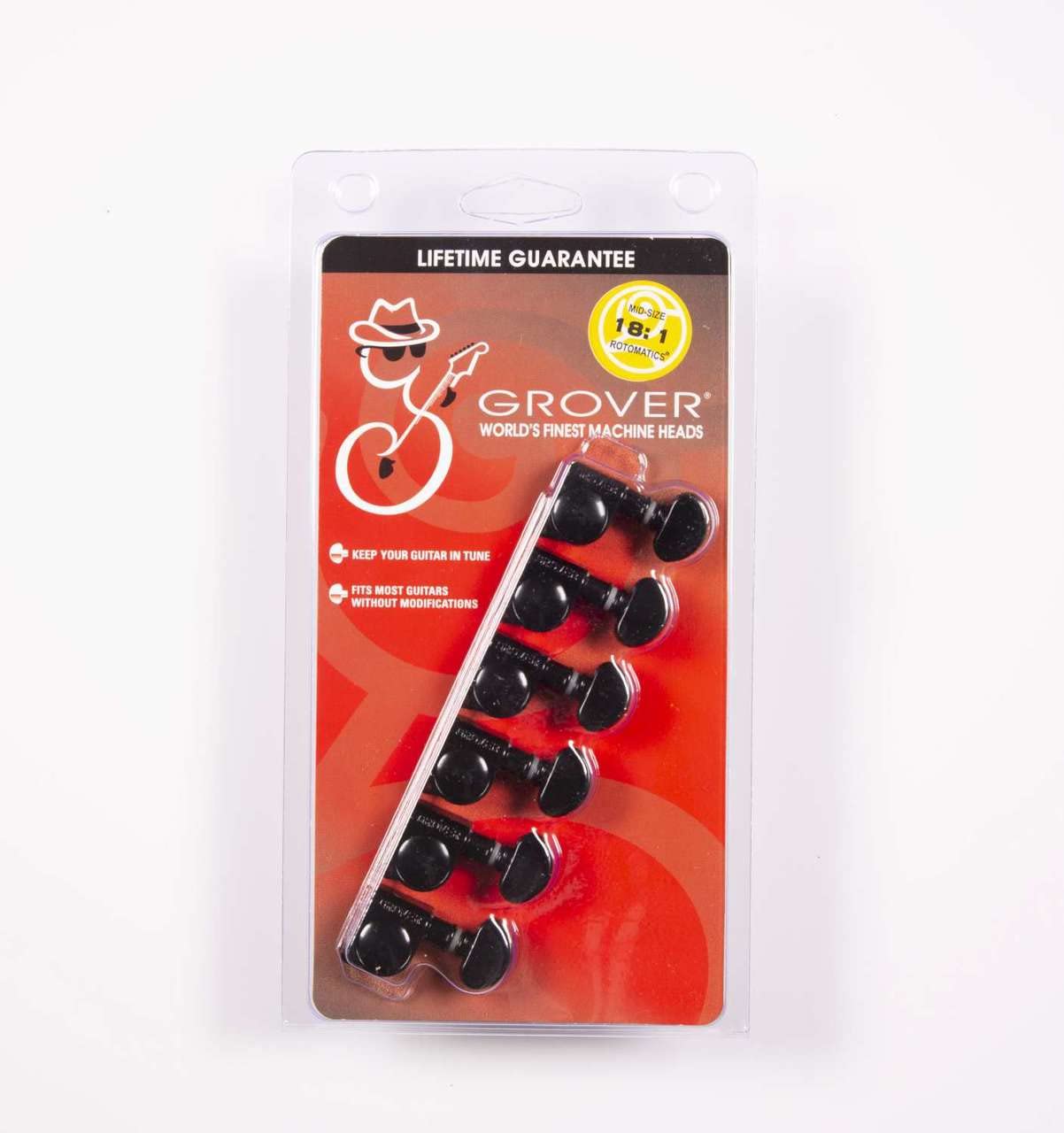 Grover Mid-Size Rotomatics Guitar Machine Heads - 6-Piece Set in Black Chrome (305BC6) | Premium Tuning Pegs for Electric & Acoustic Guitars | Perfect for Stage Performances & Studio Recordings