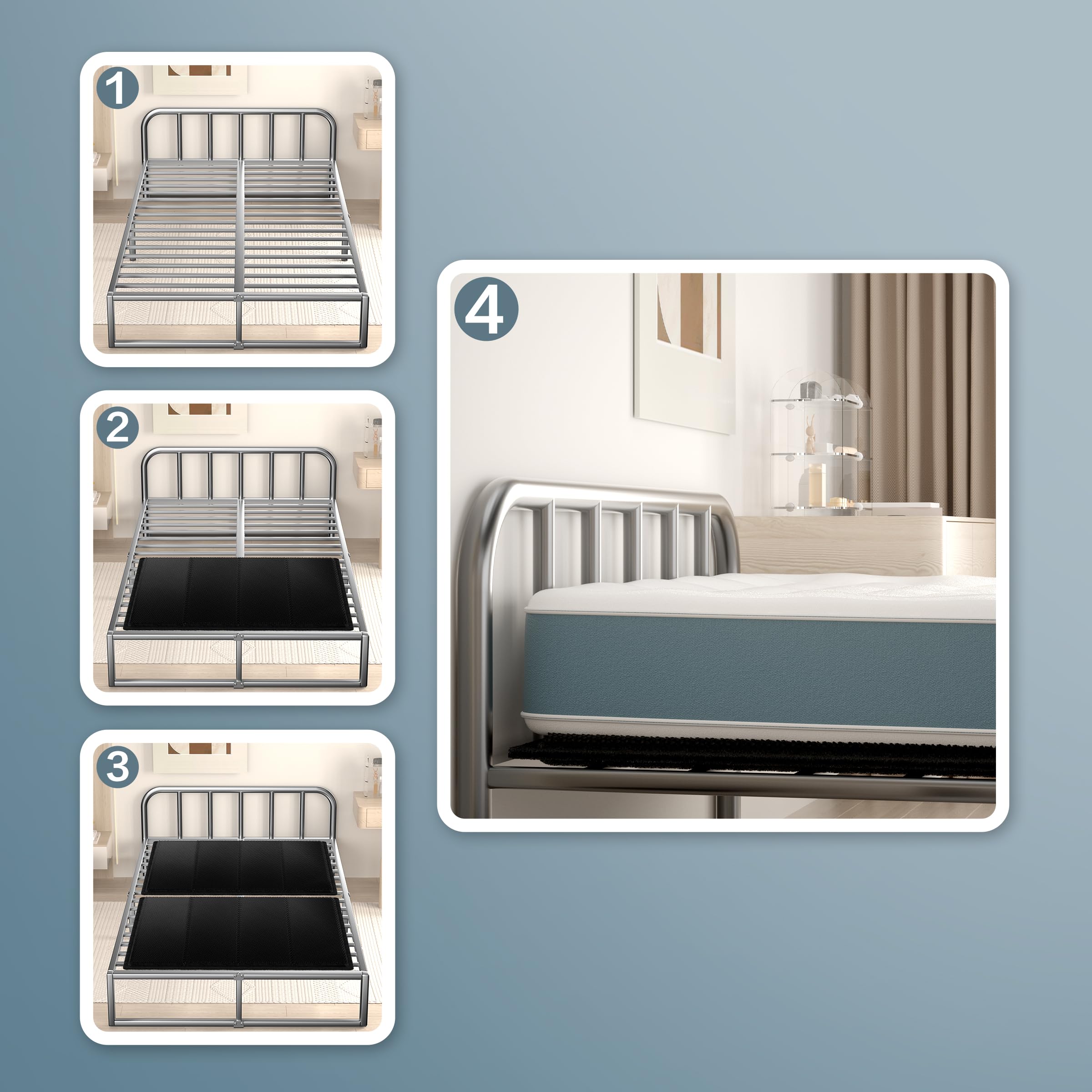 Queen Size Folding Spring Box Mattress - 10MM Thick, Lightweight & Thin, No Assembly Required (60x80 Inches) - Perfect for Guest Rooms, Dorms & Small Apartments