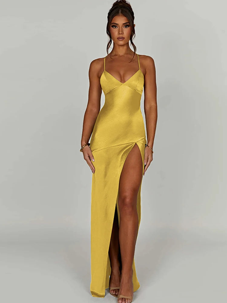 Sexy Backless Straps Lace Up Sleeveless Satin Dress for Women - Elegant Clubwear for Evening Parties, Birthday Celebrations & Summer/Fall Events | Perfect for Night Out, Date Night & Special Occasions