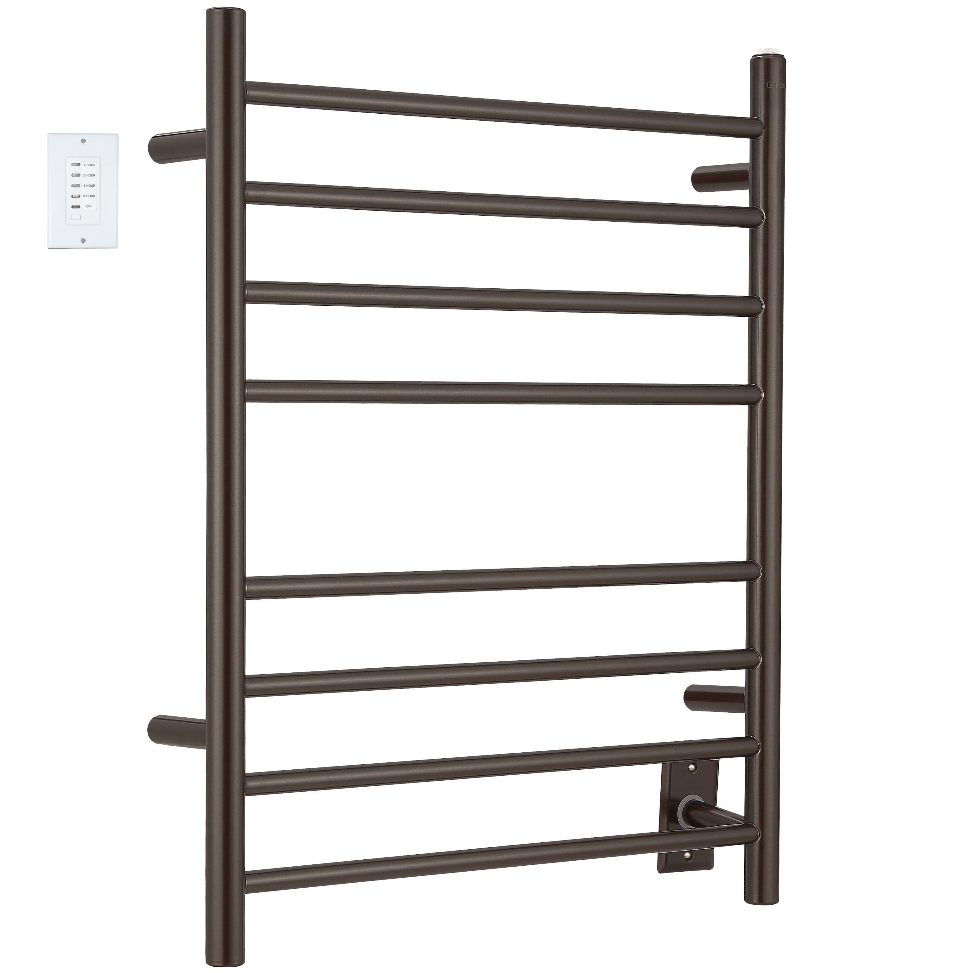 Ancona Prestige Dual 8 Bar Hardwired & Plug-in Towel Warmer - Oil Rubbed Bronze Stainless Steel with Wall Timer | Bathroom Luxury Heated Towel Rack for Spa, Hotel & Home Use