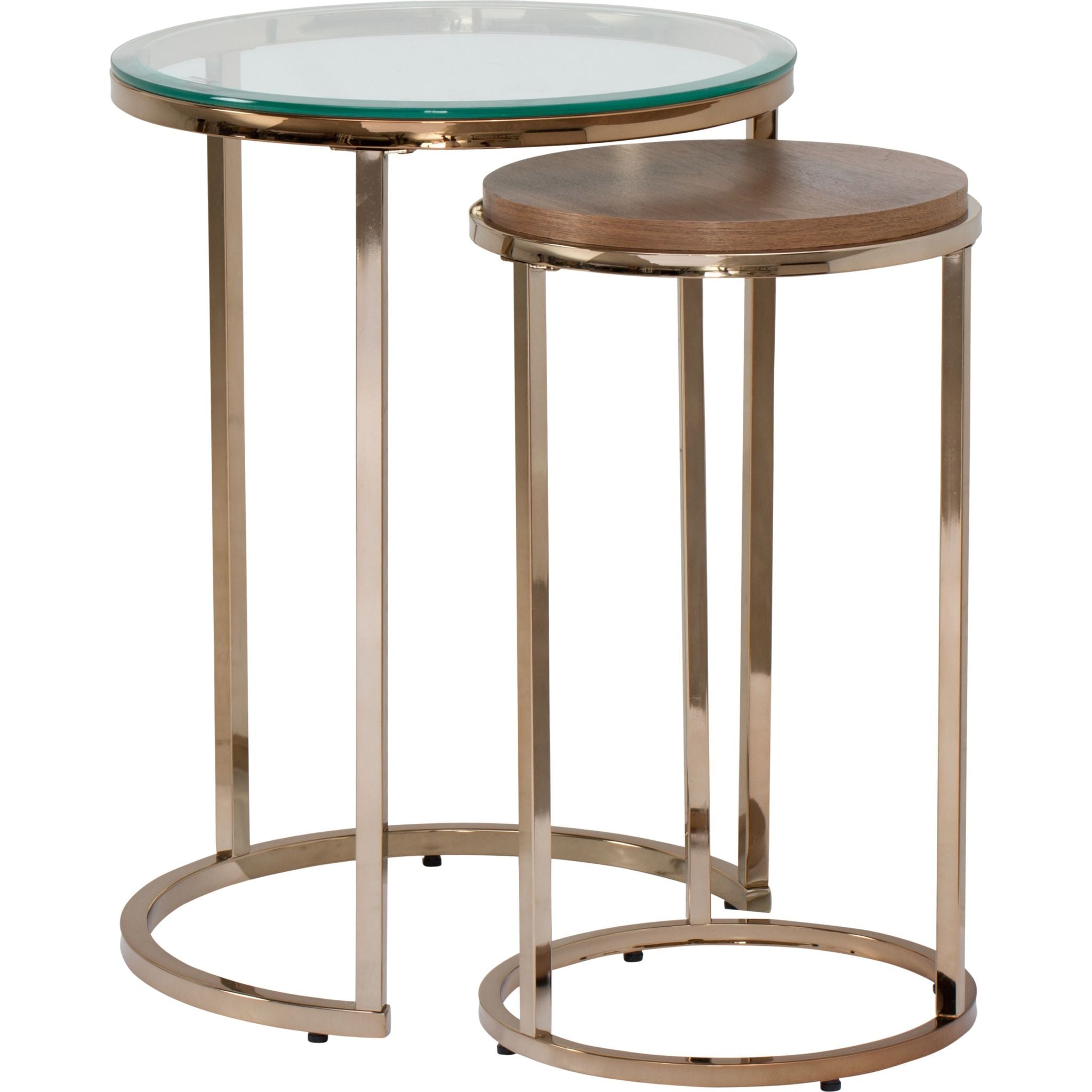 Amy Nesting End Table - Champagne Gold Side Table for Living Room, Bedroom, or Office - Space-Saving Modern Accent Table with Stackable Design