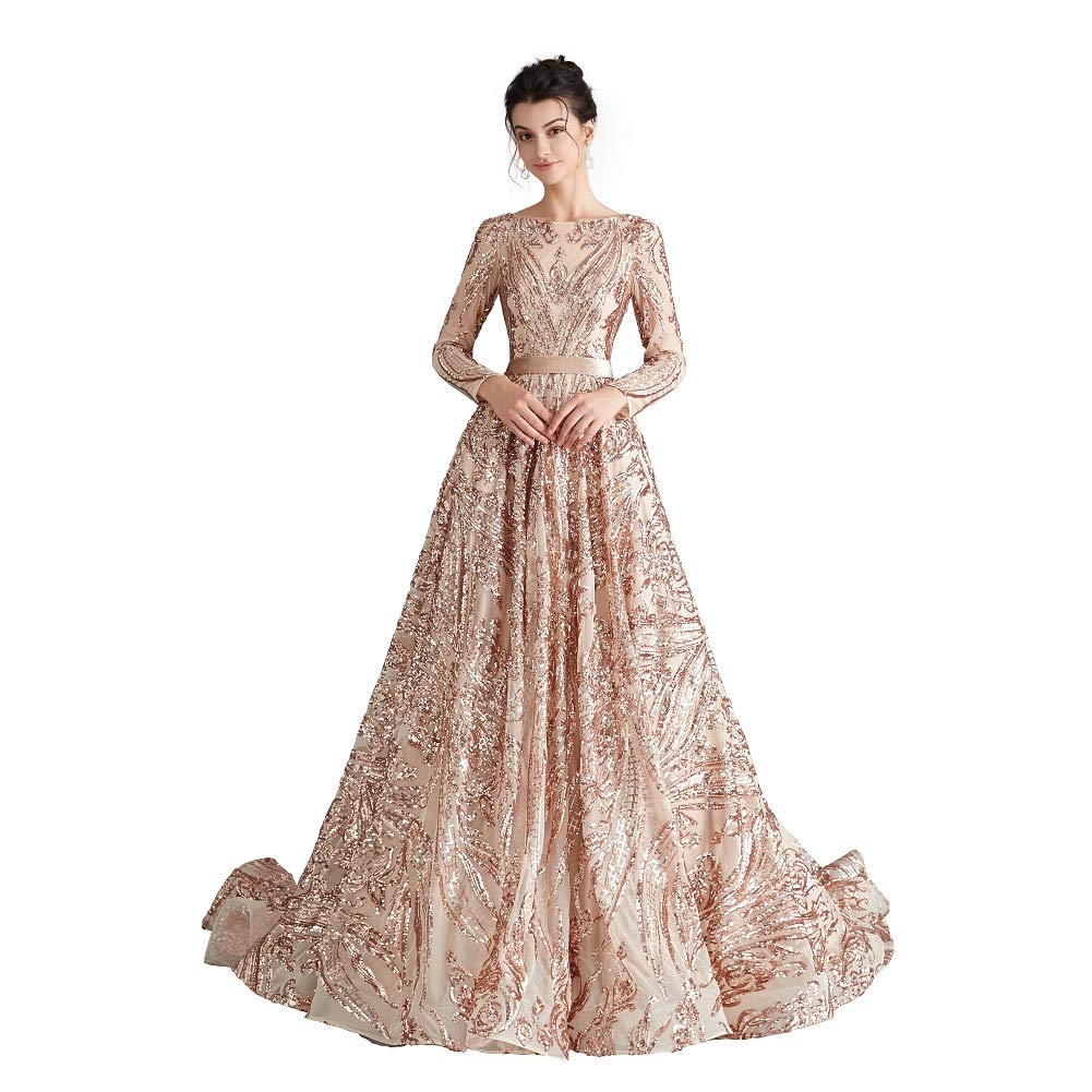 Elegant Sequin Evening Gowns for Women - Luxurious Chapel Train Prom Dresses for Formal Events, Weddings & Special Occasions