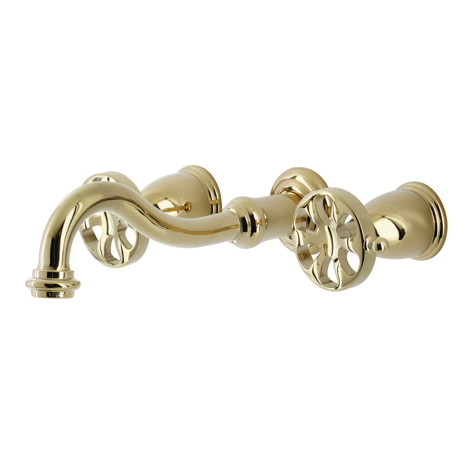 Belknap KS3122RX Double Handle 3 Hole Wall Mount Bathroom Faucet in Polished Brass - Perfect for Modern Bathrooms, Powder Rooms & Spa Retreats