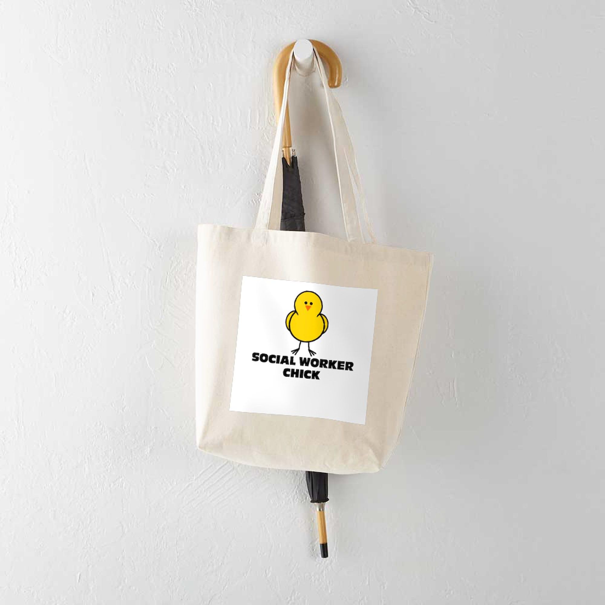 Social Worker Chick Tote Bag - Natural Canvas Reusable Shopping Tote for Professionals - Perfect for Work, Groceries & Everyday Use