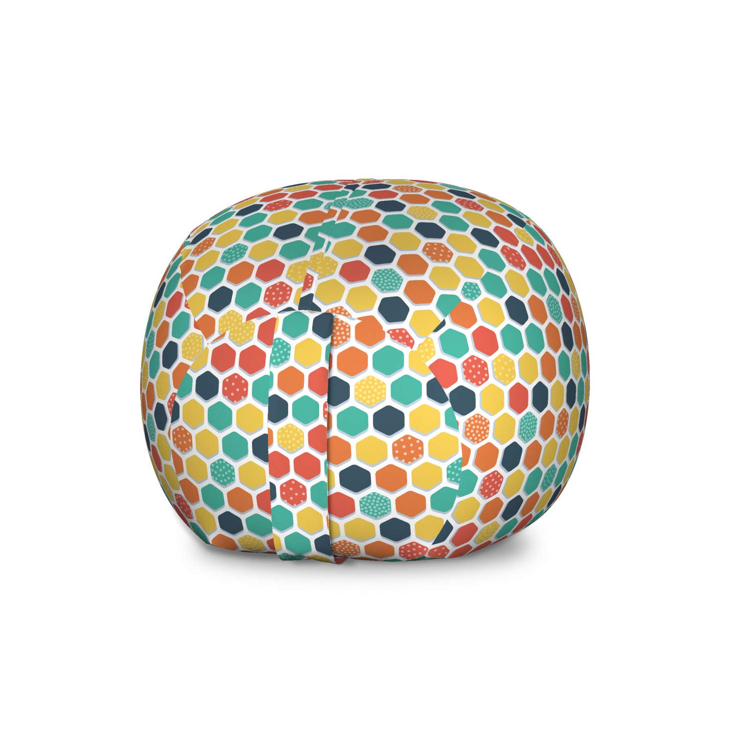 Ambesonne Large Washable Toy Storage Bag Chair - Multicolor Hexagon Geometric Design, Stuffed Animal Organizer for Kids' Room, Playroom & Nursery Decor