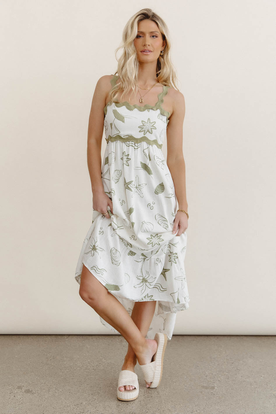 Lucy Sea Print Maxi Dress - Floral Beach Cover Up Dress for Women, Summer Boho Long Dress with Pockets, Perfect for Vacations, Beach Parties & Outdoor Events