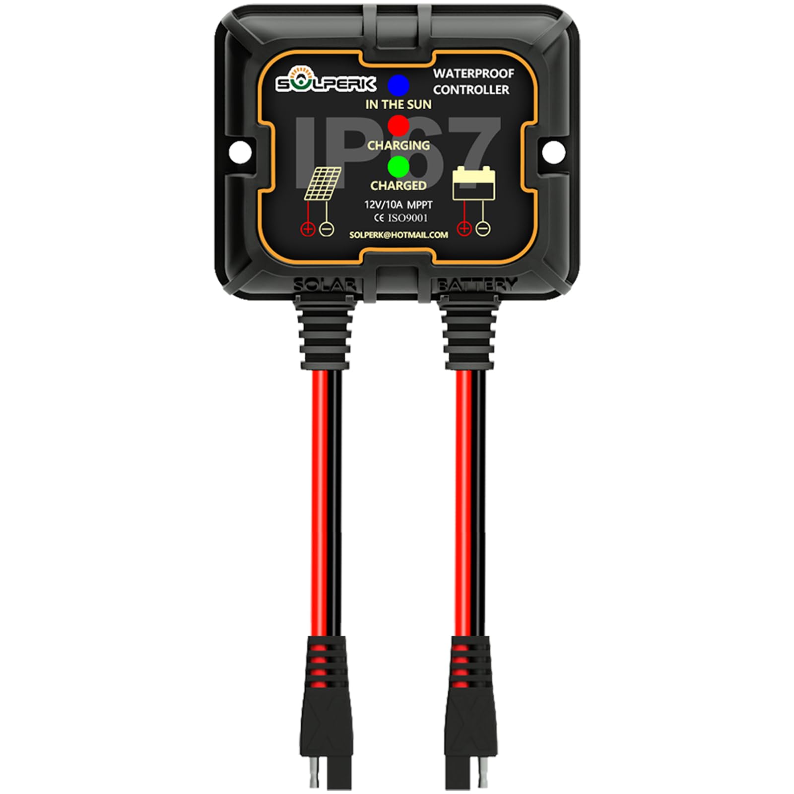 SOLPERK 10A 12V MPPT Solar Charge Controller - Waterproof IP67, Intelligent Solar Panel Regulator for AGM, Gel, Flooded & Lithium Batteries - Perfect for RV, Marine, Off-Grid & Home Solar Systems