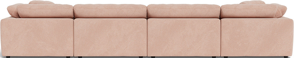 Fluffy 4-Piece Sectional Sofa with Double Ottoman - Luxurious Comfort for Living Room, Family Room or Home Theater