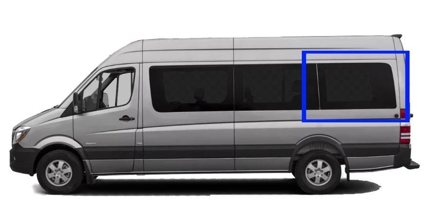AM Auto Mercedes Sprinter (2007+) Driver Rear Quarter Screened Half Slider Window for 170